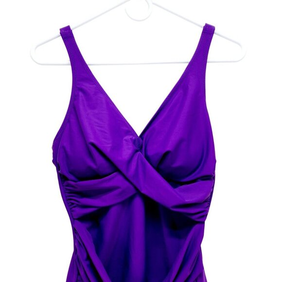 Smismivo Womens Purple Ruched One-Piece Swimsuit Size Medium Womens - Picture 7 of 11